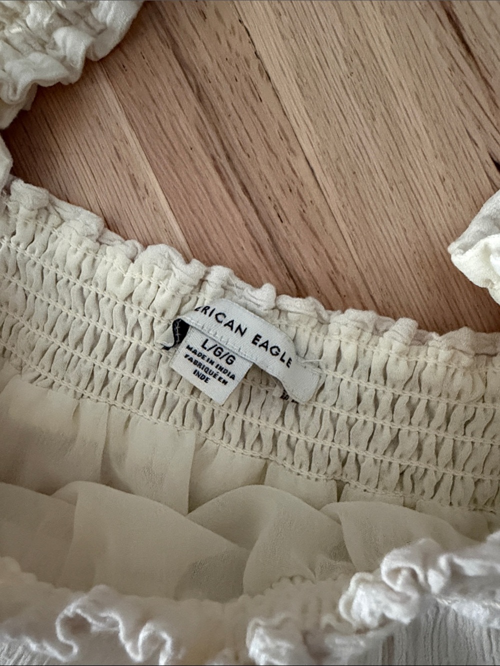 Like New - American Eagle Cream Tiered Sundress with Smocked Straps - Large - Picture 8 of 10